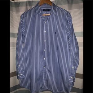 2/$20 Ralph Lauren Polo Blue & White Long Sleeve Button Down Shirt Embroidered